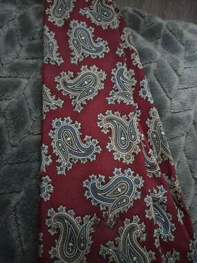 Dior Vintage Silk Paisley Tie in Dark Red, Blue and Cream